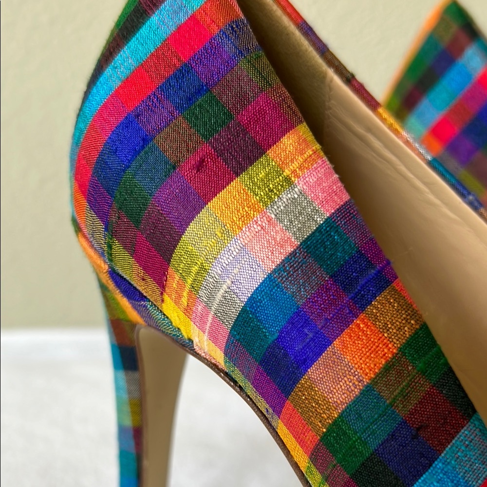 J. Crew Plaid Stiletto Heels Vibrant Pumps - Picture 2 of 7